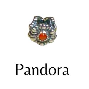 Pandora bracelet charm 925 Carnelian orange bloom retired